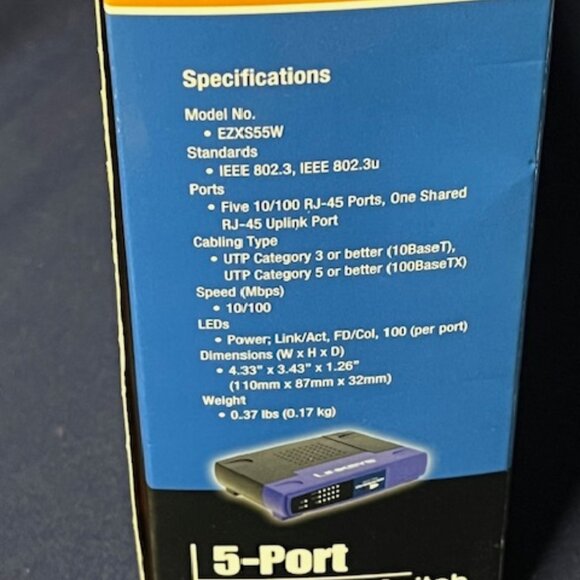 Linksys EtherFast (EZXS55W) 5-Ports External Workgroup Switch NEW - Picture 6 of 10
